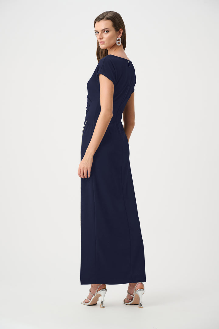 Scuba Crepe Sheath Gown With Rhinestones Piping Style 261713F26