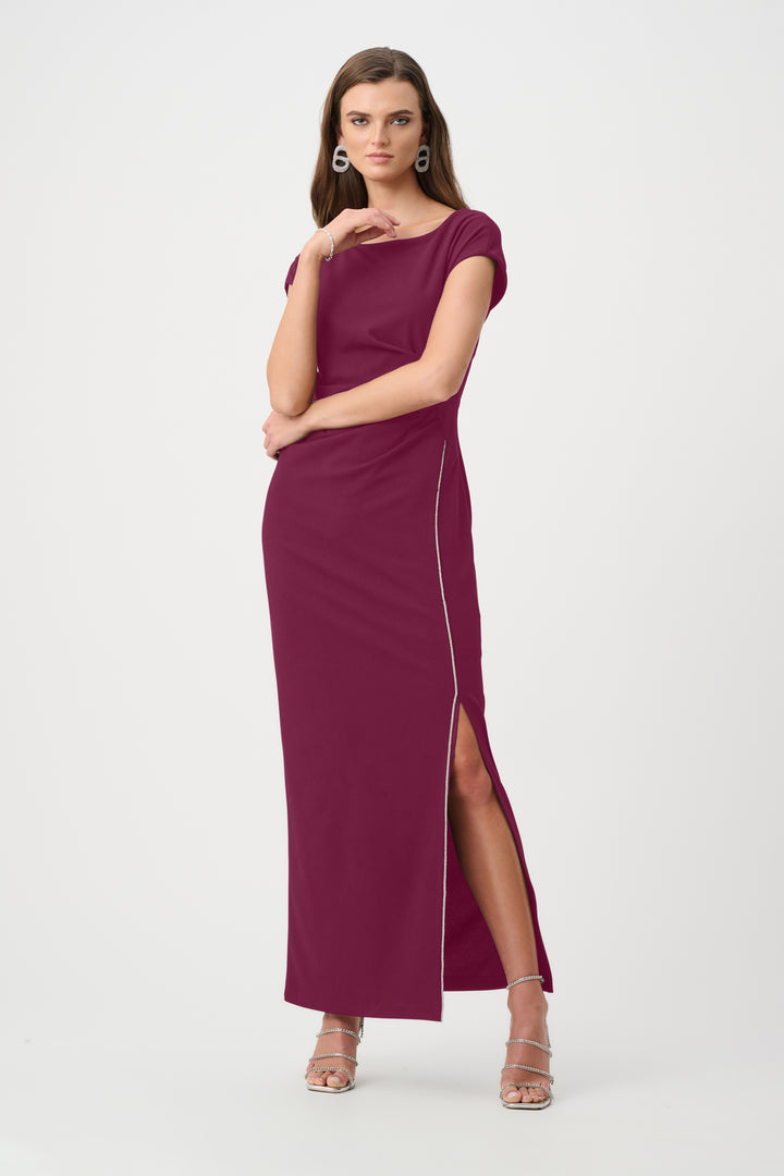 Scuba Crepe Sheath Gown With Rhinestones Piping Style 261713F26