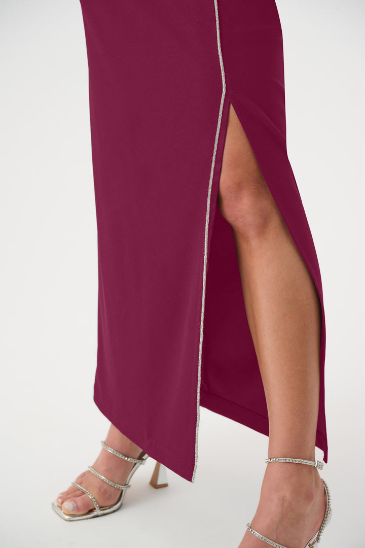 Scuba Crepe Sheath Gown With Rhinestones Piping Style 261713F26
