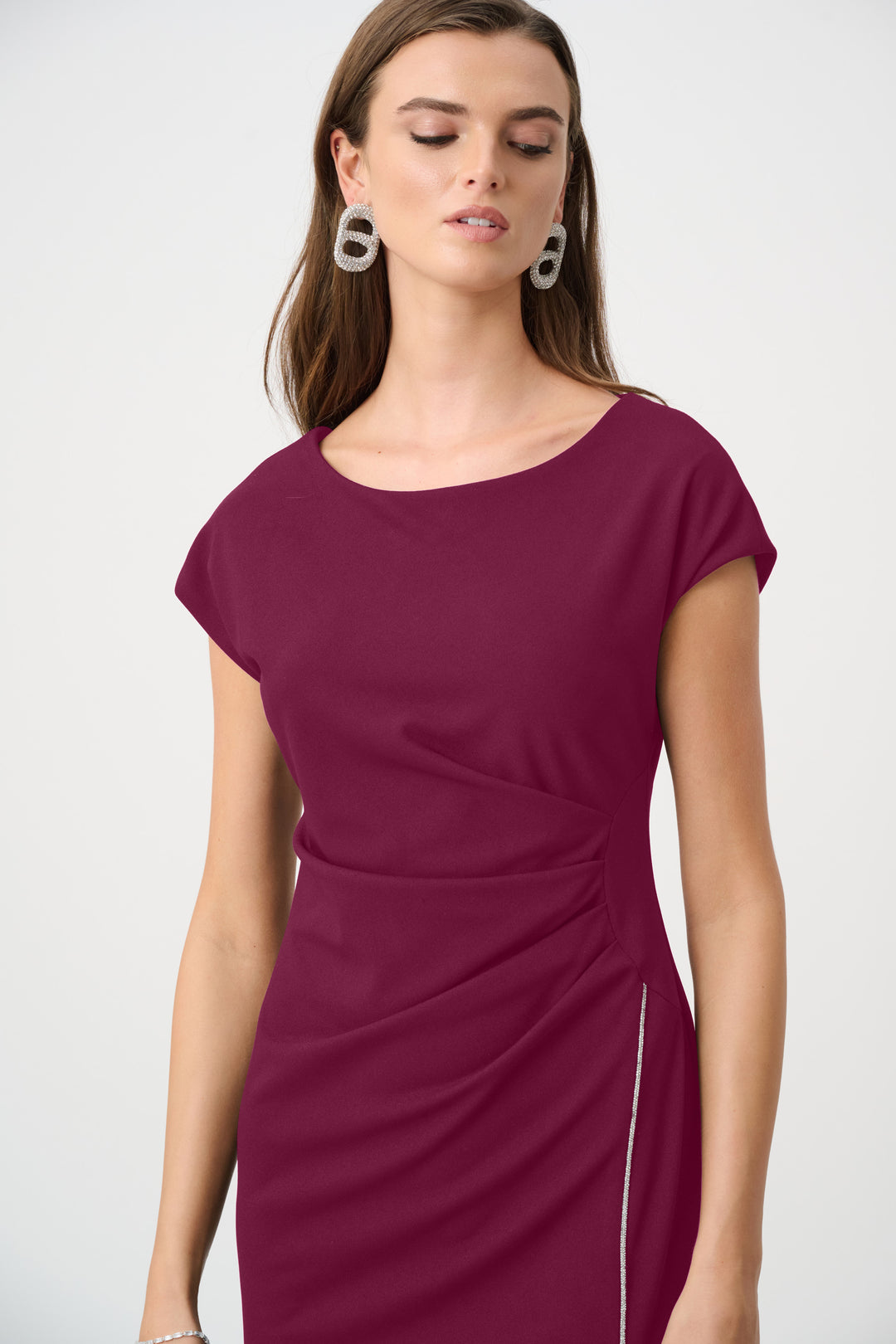Scuba Crepe Sheath Gown With Rhinestones Piping Style 261713F26