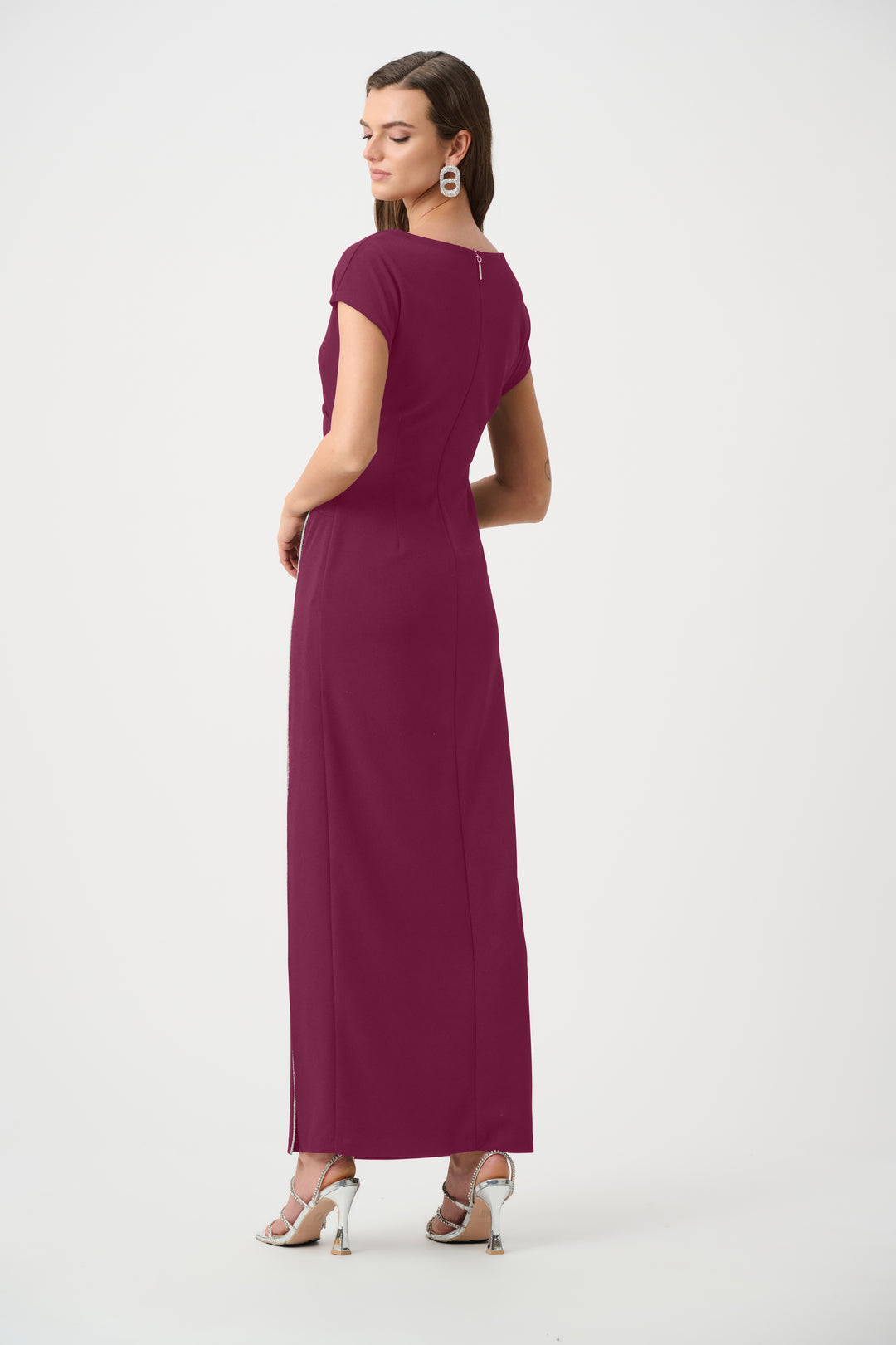 Scuba Crepe Sheath Gown With Rhinestones Piping Style 261713F26