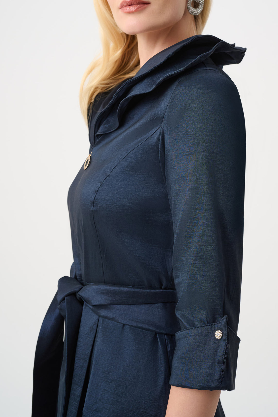 Stretch Taffeta Fit And Flare Dress With Lapel Collar Style 261719F26