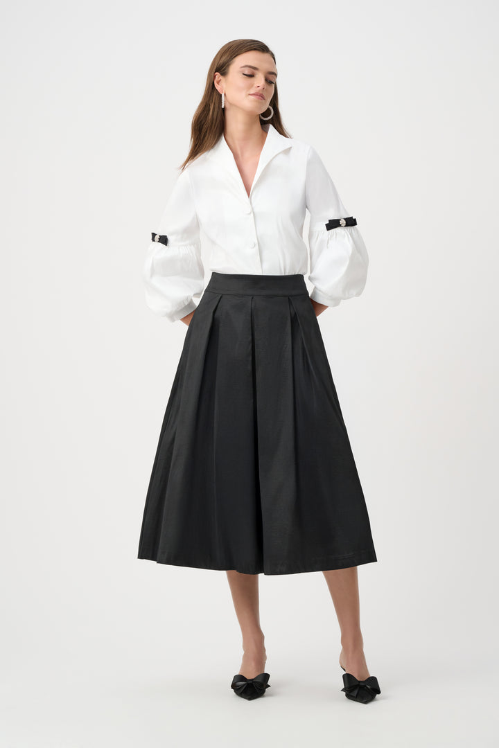 Stretch Taffeta Flared Skirt With Box Pleats Style 261757F26
