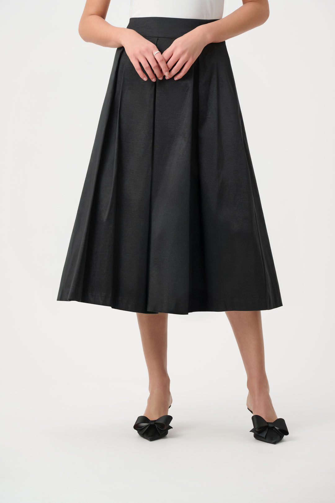 Stretch Taffeta Flared Skirt With Box Pleats Style 261757F26