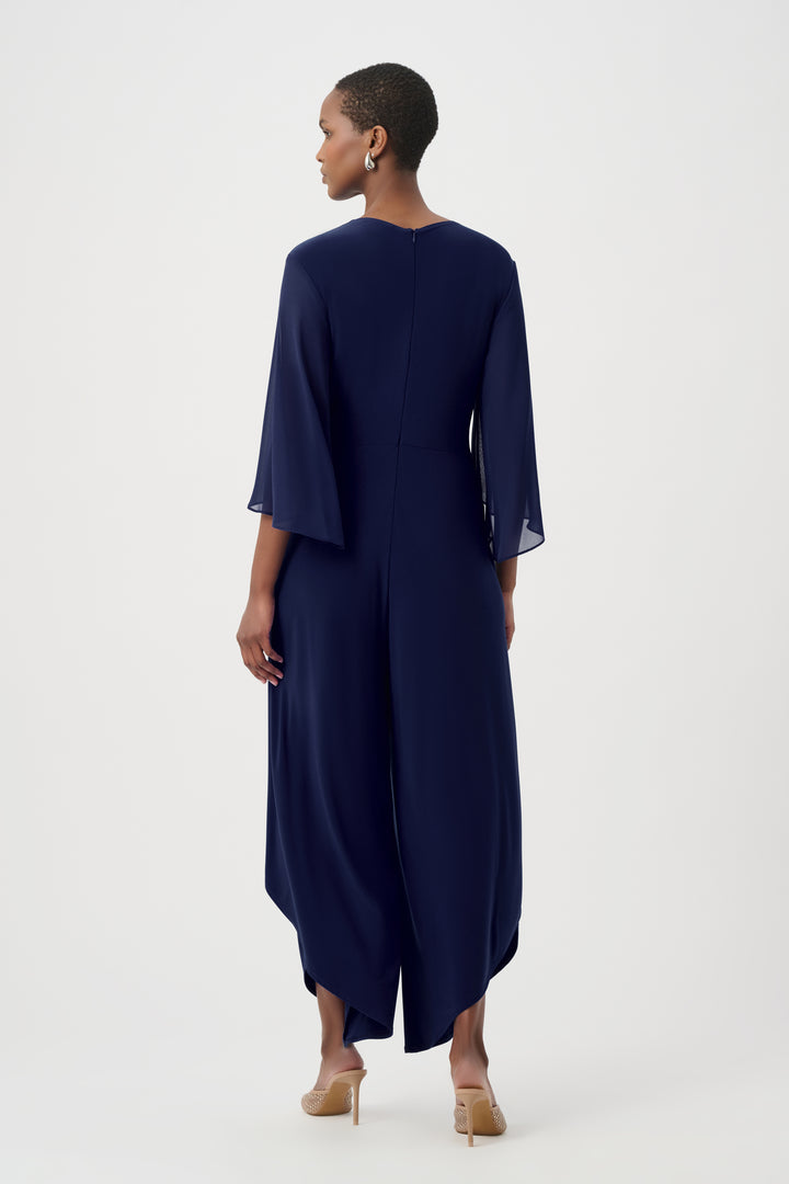 Silky Knit Culotte Jumpsuit With Chiffon Sleeves 261783
