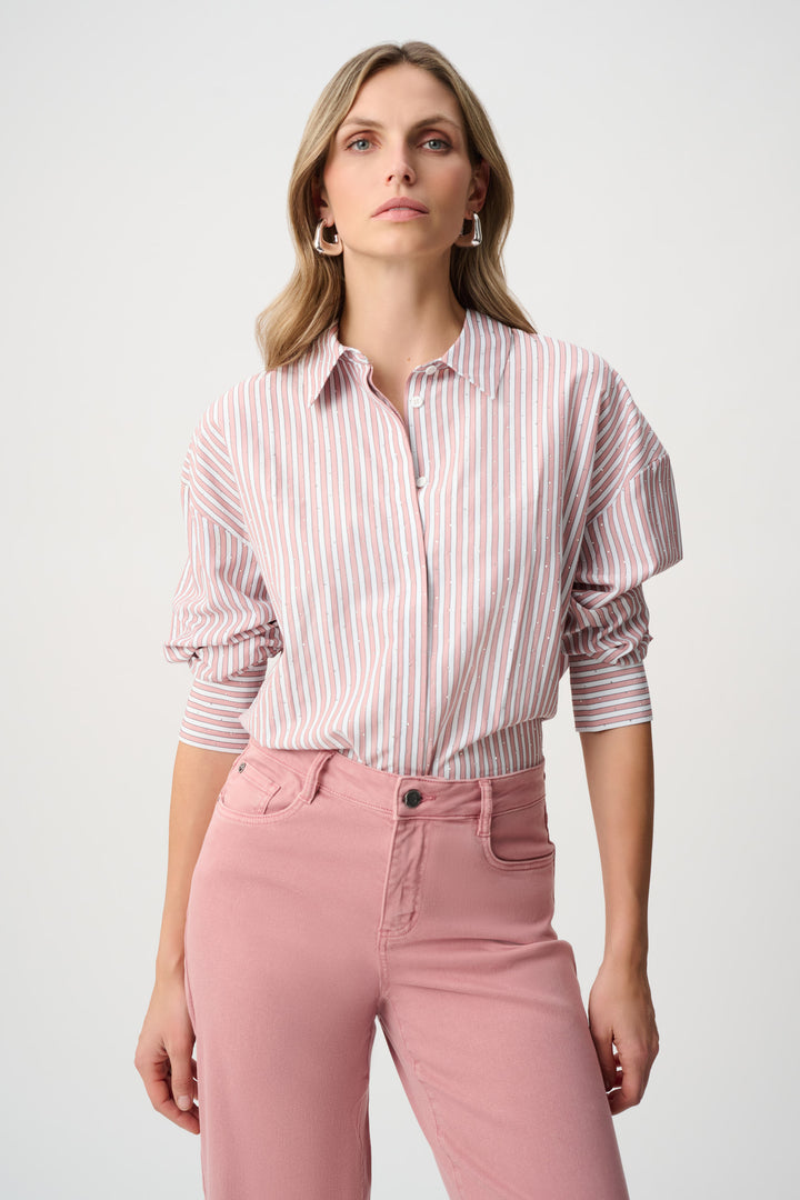 Tencel Stripe Print Boxy Blouse Style 261931F26