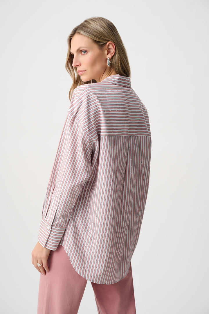 Tencel Stripe Print Boxy Blouse Style 261931F26