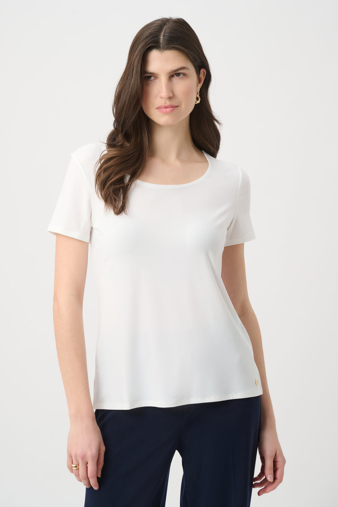 Silky Knit Fit and Flare Short Sleeve Top 261940