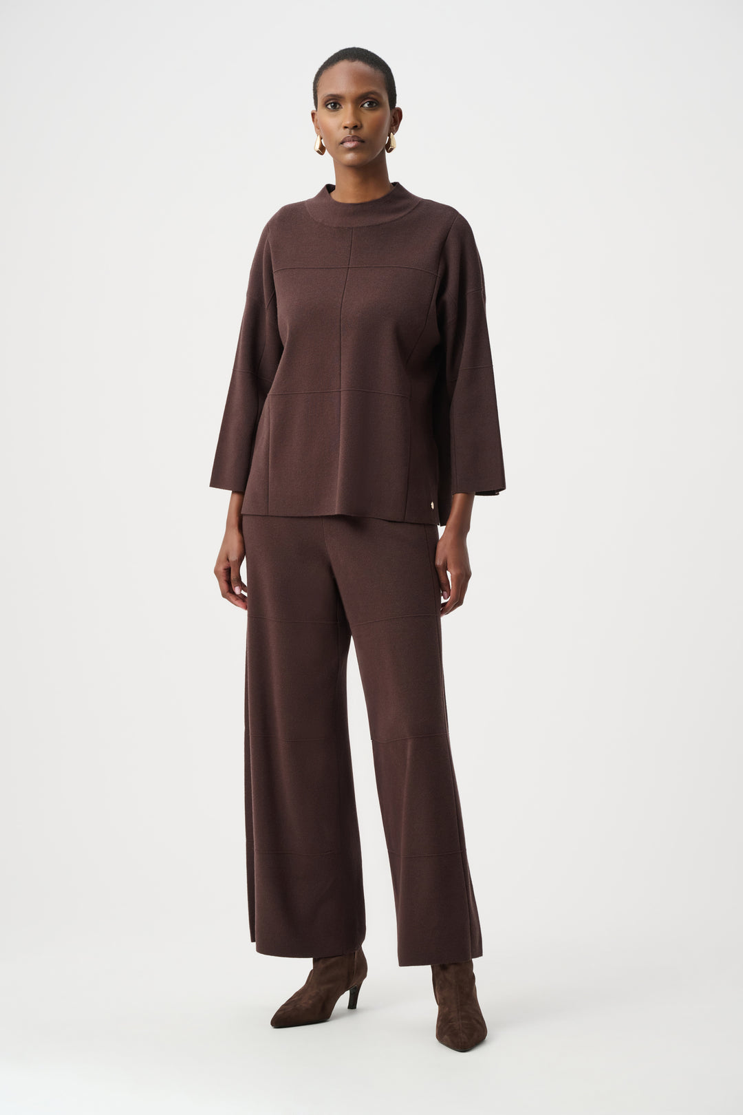 Brushed Viscose Straight Sweater with Mock Neck Style 261981F26