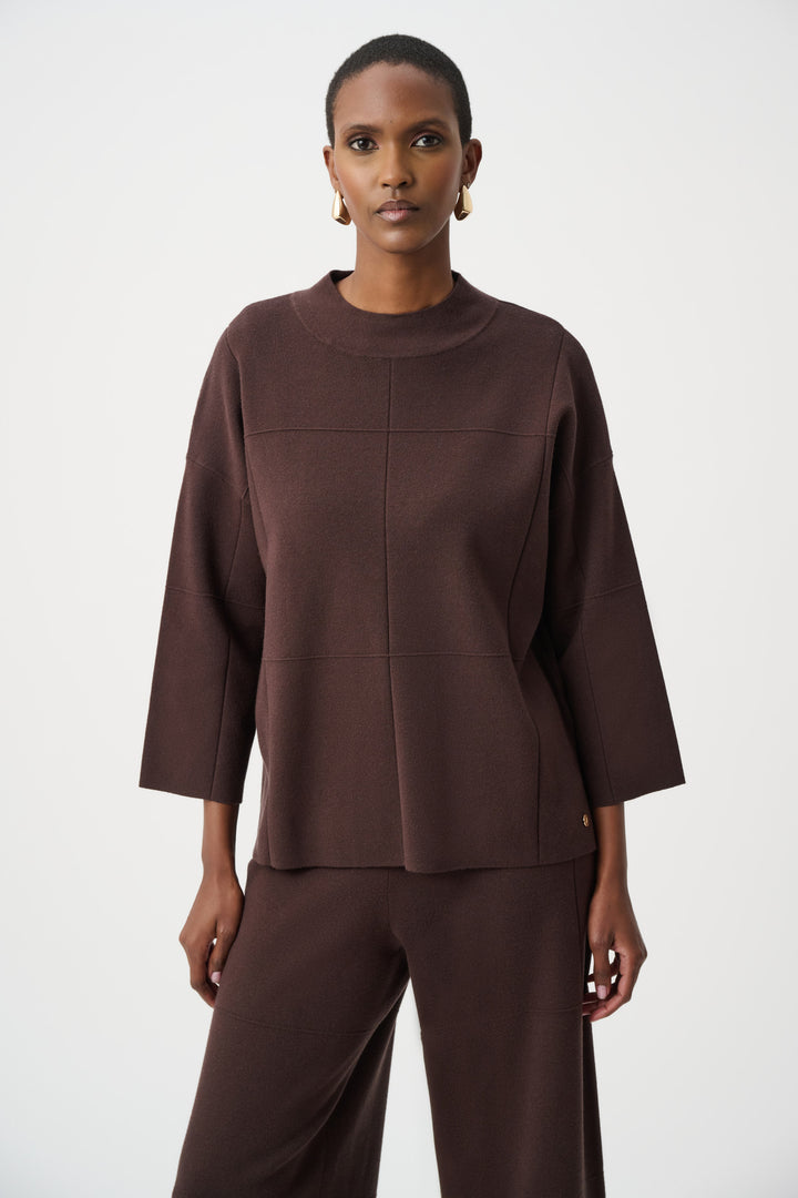 Brushed Viscose Straight Sweater with Mock Neck Style 261981F26