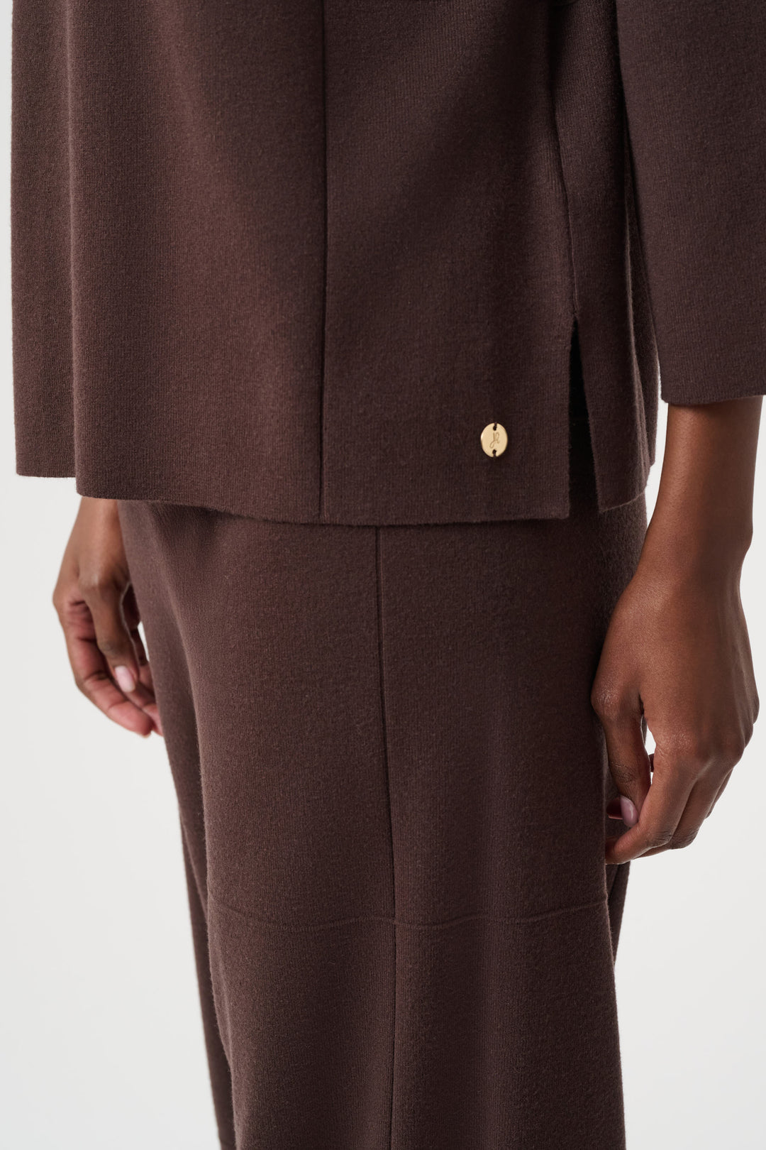 Brushed Viscose Straight Sweater with Mock Neck Style 261981F26