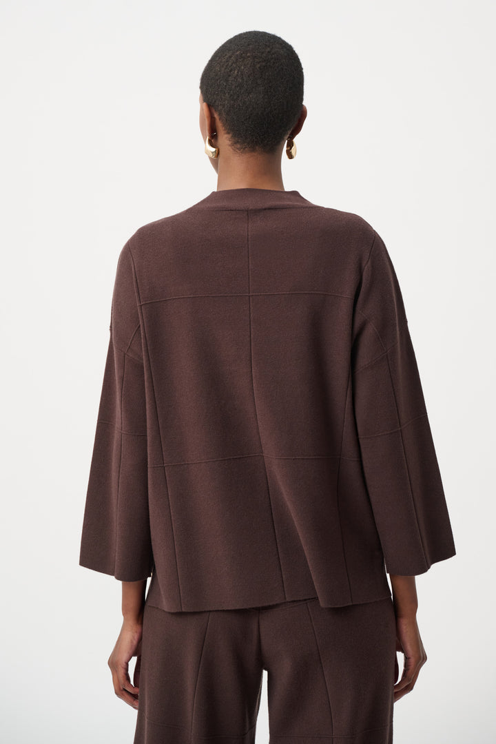 Brushed Viscose Straight Sweater with Mock Neck Style 261981F26