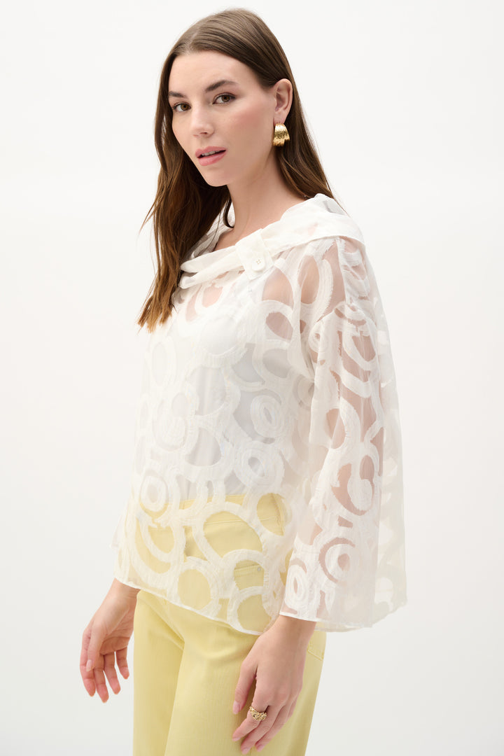 Burnout Woven Boxy Top With Cowl Neck 262020