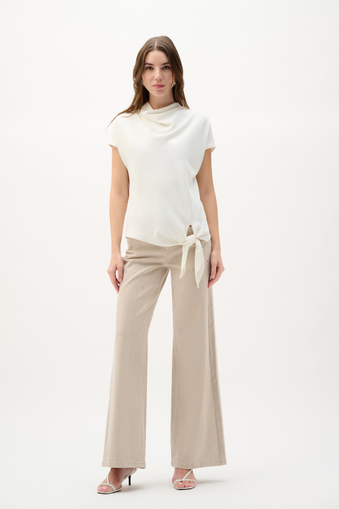 Woven Twill Boxy Top With Cowl Neck 262025