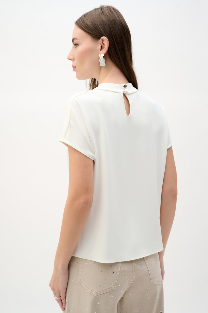 Woven Twill Boxy Top With Cowl Neck 262025