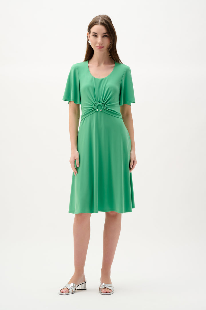 Silky Knit Fit And Flare Dress With Bell Sleeves 262034