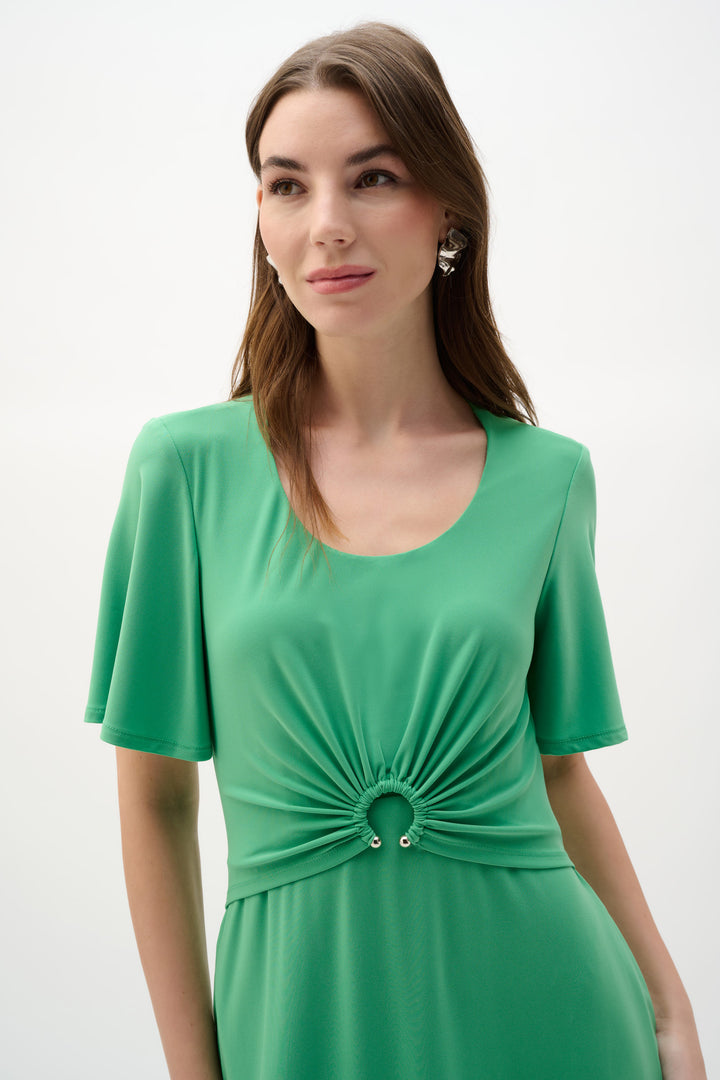Silky Knit Fit And Flare Dress With Bell Sleeves 262034