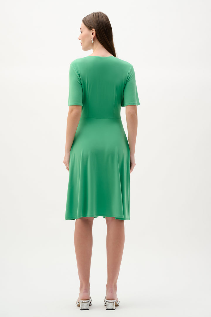 Silky Knit Fit And Flare Dress With Bell Sleeves 262034