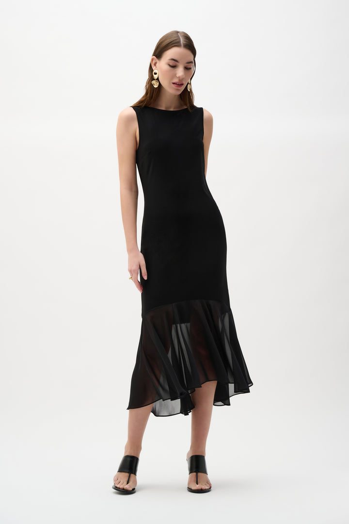 Silky Knit And Chiffon Flounce Dress Style 262035