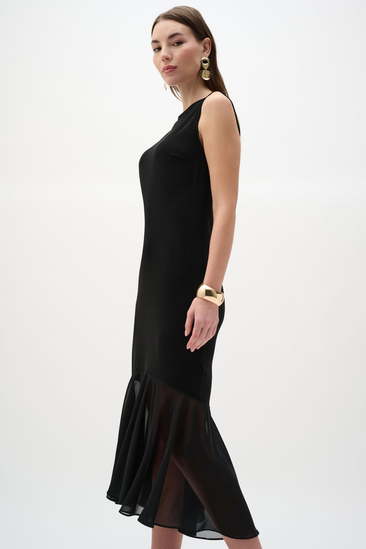 Silky Knit And Chiffon Flounce Dress Style 262035
