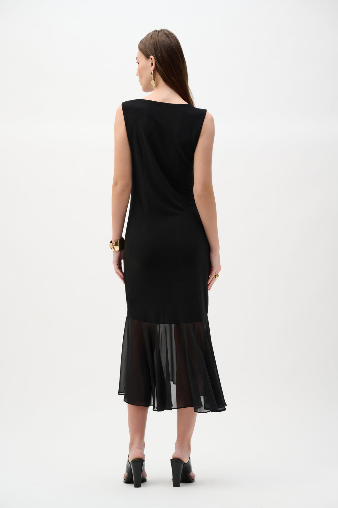 Silky Knit And Chiffon Flounce Dress Style 262035