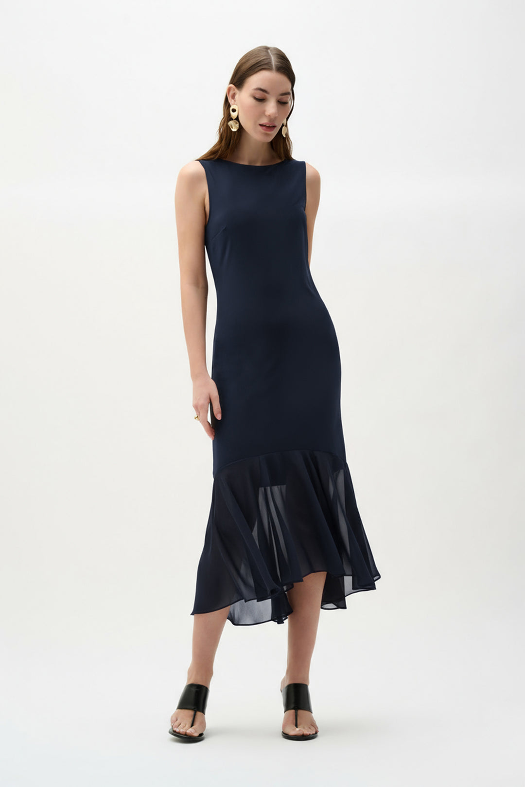 Silky Knit And Chiffon Flounce Dress Style 262035