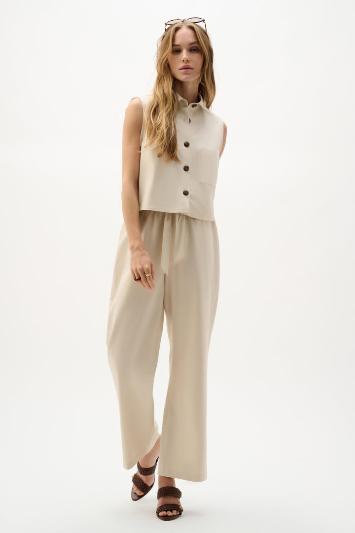 Linen Woven Pull-On Wide Leg Pants 262040