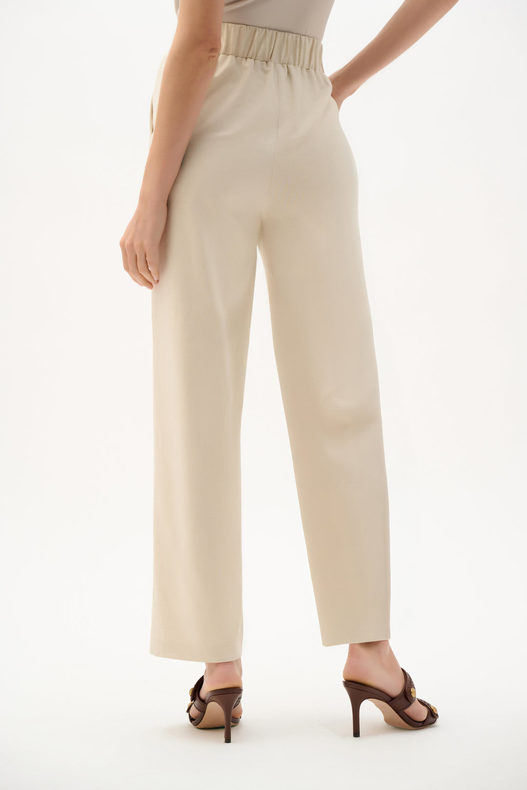 Linen Woven Pull-On Wide Leg Pants 262040