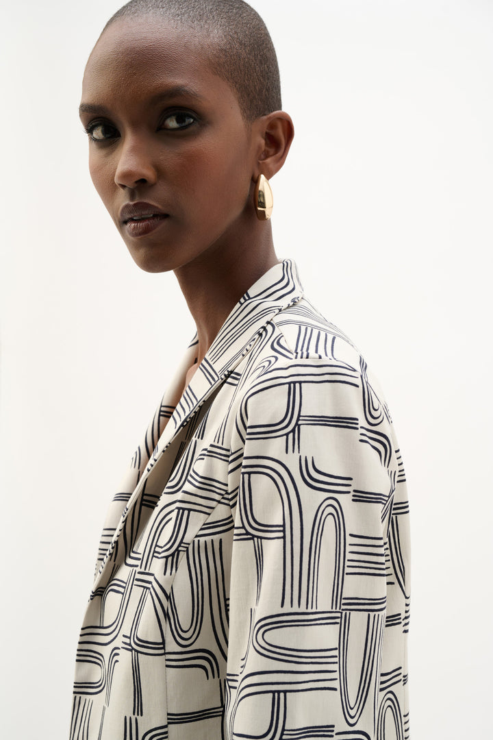Millennium Geometric Print Straight-Cut Jacket 262047