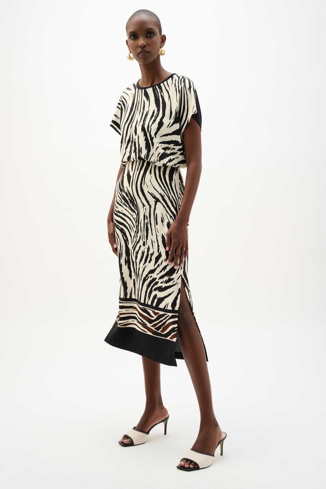 Recycled Woven Animal Print Straight Skirt 262050