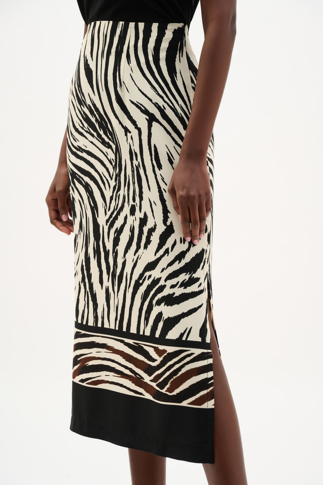 Recycled Woven Animal Print Straight Skirt 262050