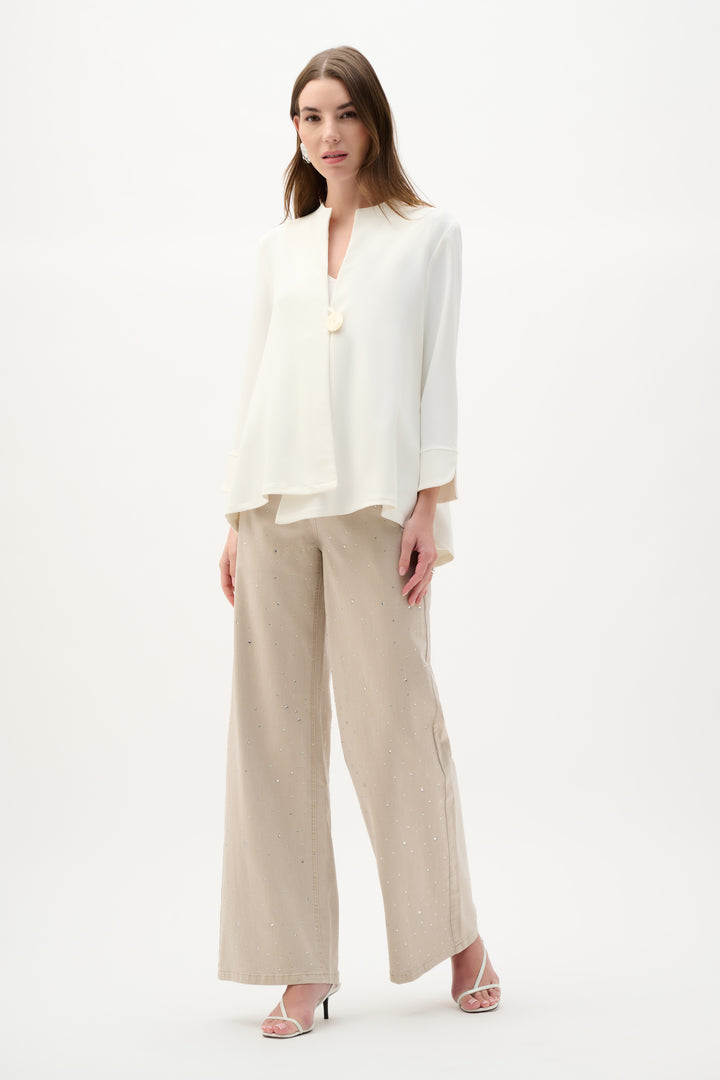 Woven Twill Swing Jacket With Statement Button 262063