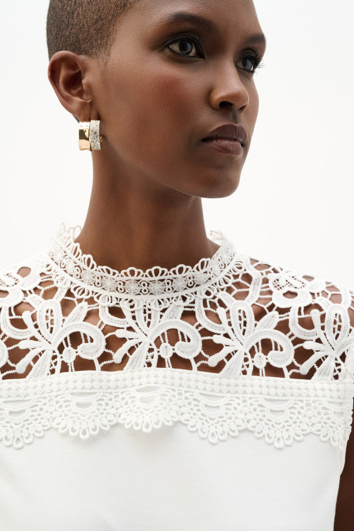 Jersey And Guipure Lace Fitted Top 262073