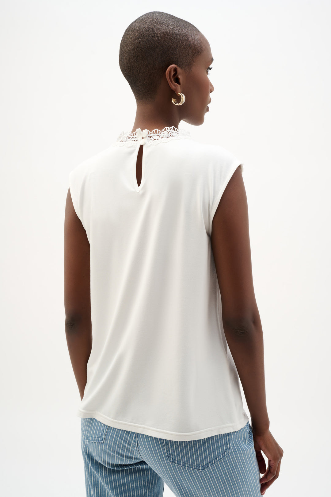 Jersey And Guipure Lace Fitted Top 262073