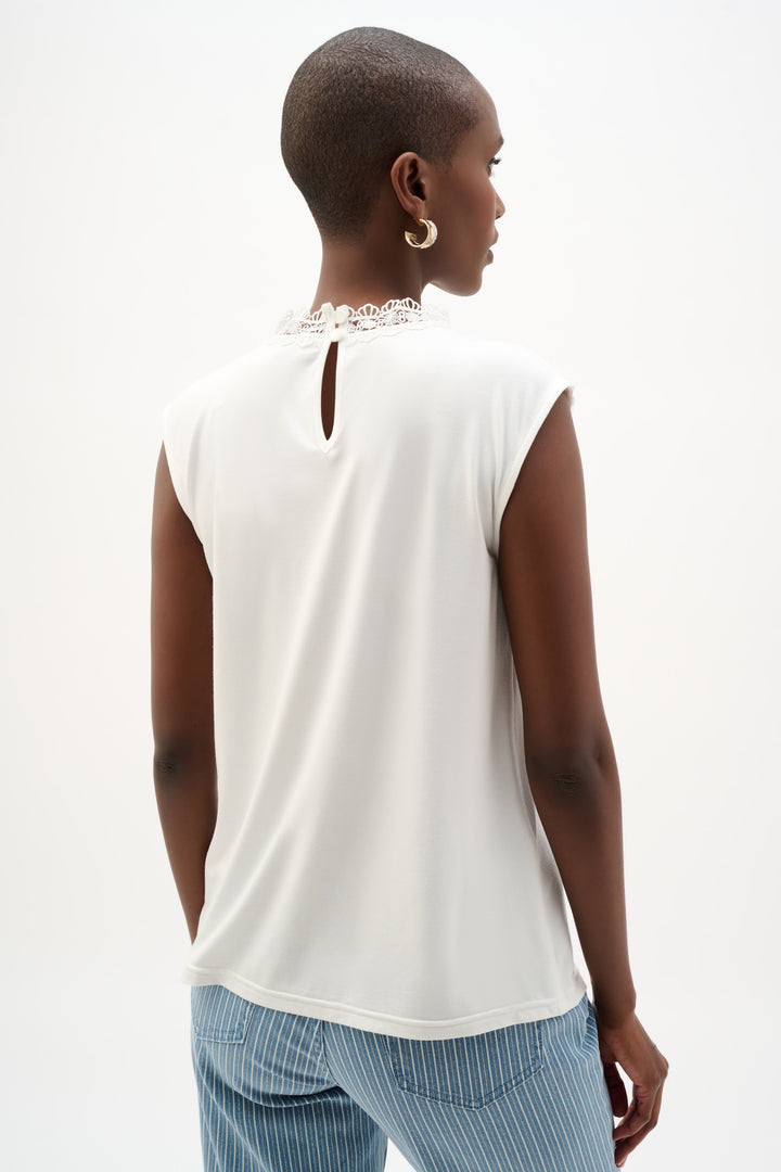 Jersey And Guipure Lace Fitted Top 262073