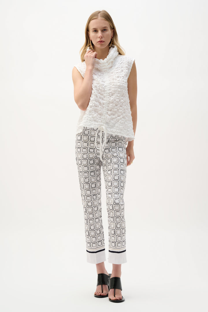 Bubble Jacquard Straight Top With Cowl Collar 262091
