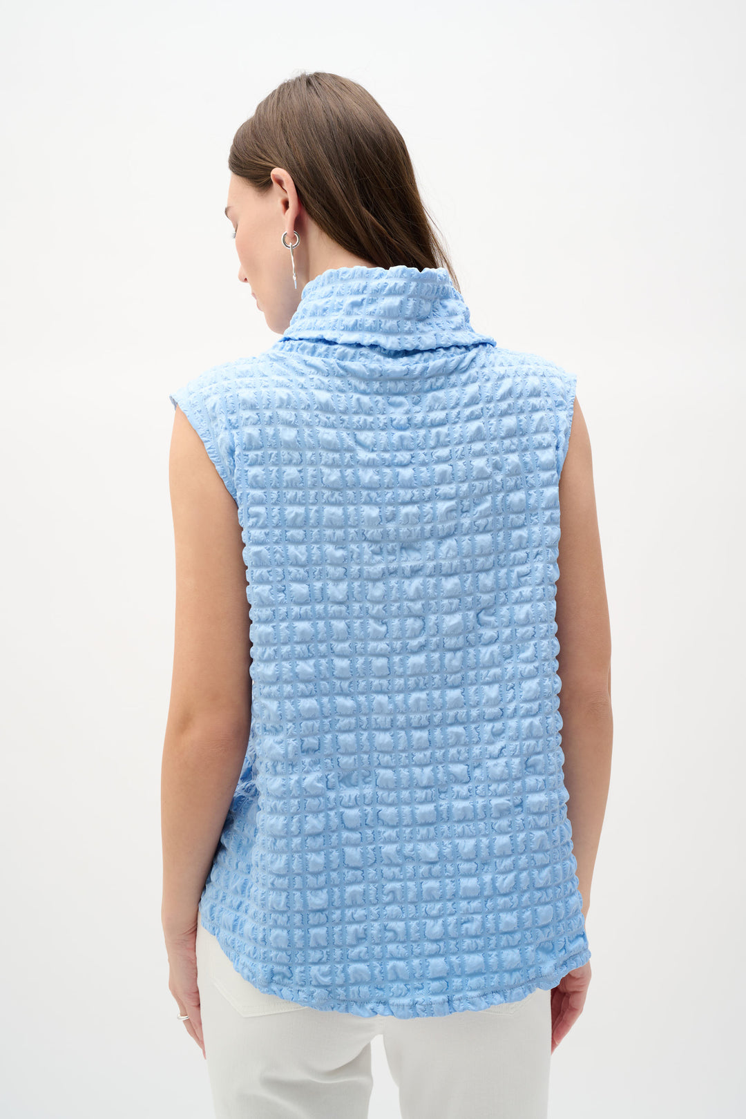 Bubble Jacquard Straight Top With Cowl Collar 262091