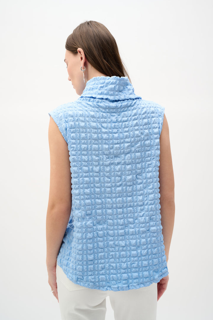 Bubble Jacquard Straight Top With Cowl Collar 262091