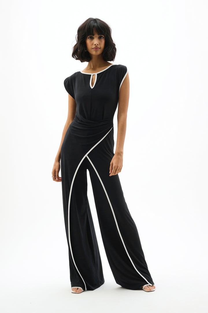 Silky Knit Culotte Jumpsuit With Draped Bodice 262092X