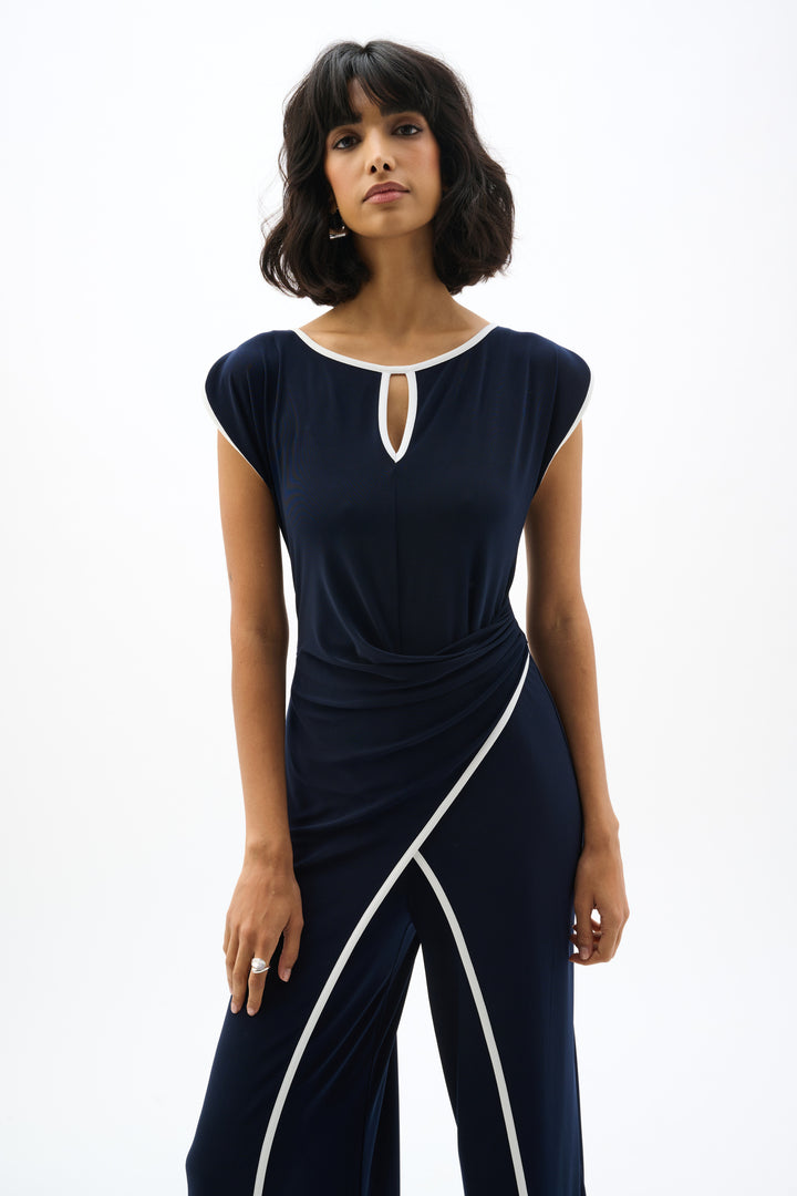 Silky Knit Culotte Jumpsuit With Draped Bodice 262092X