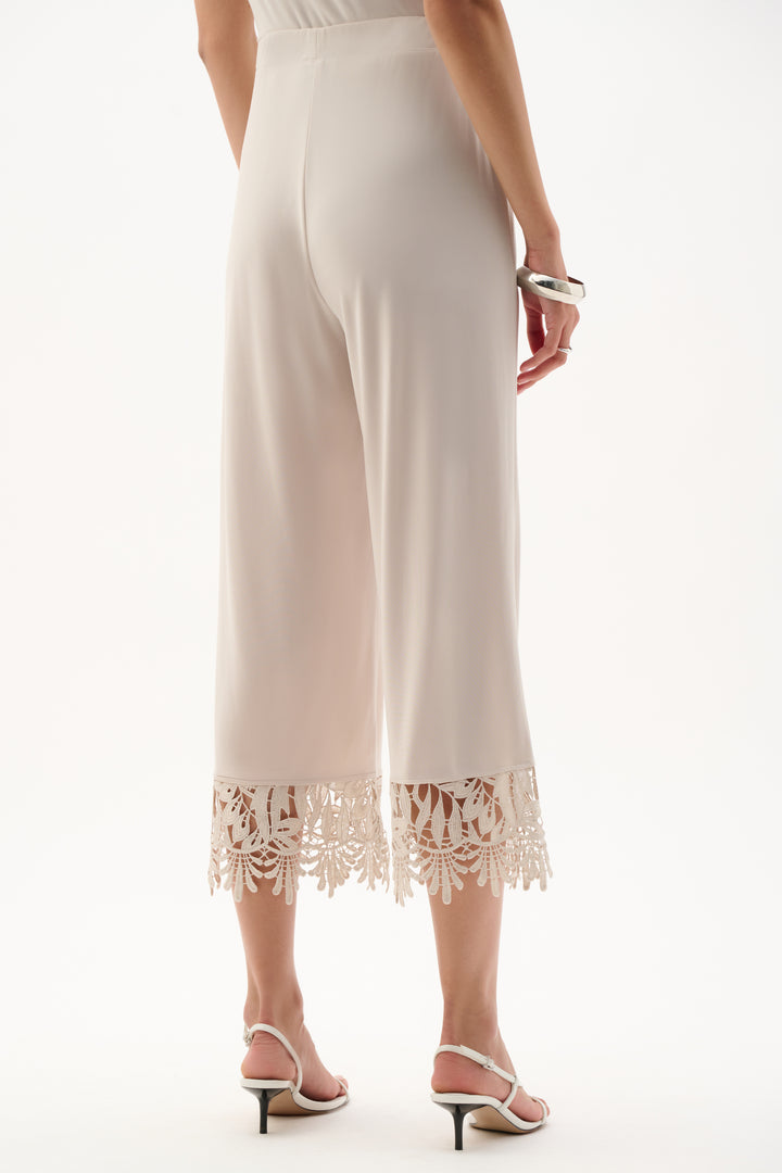 Silky Knit Culotte Pants With Guipure Lace Hem 262095