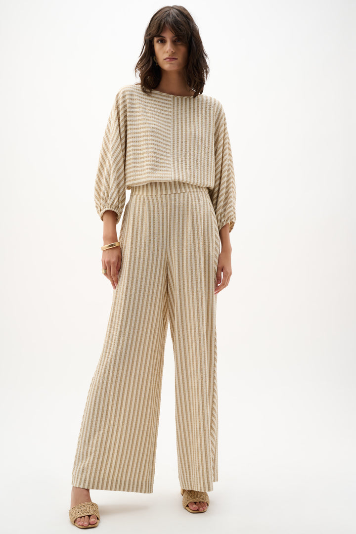 Woven Stripe Wide Leg Pull-On Pants 262098
