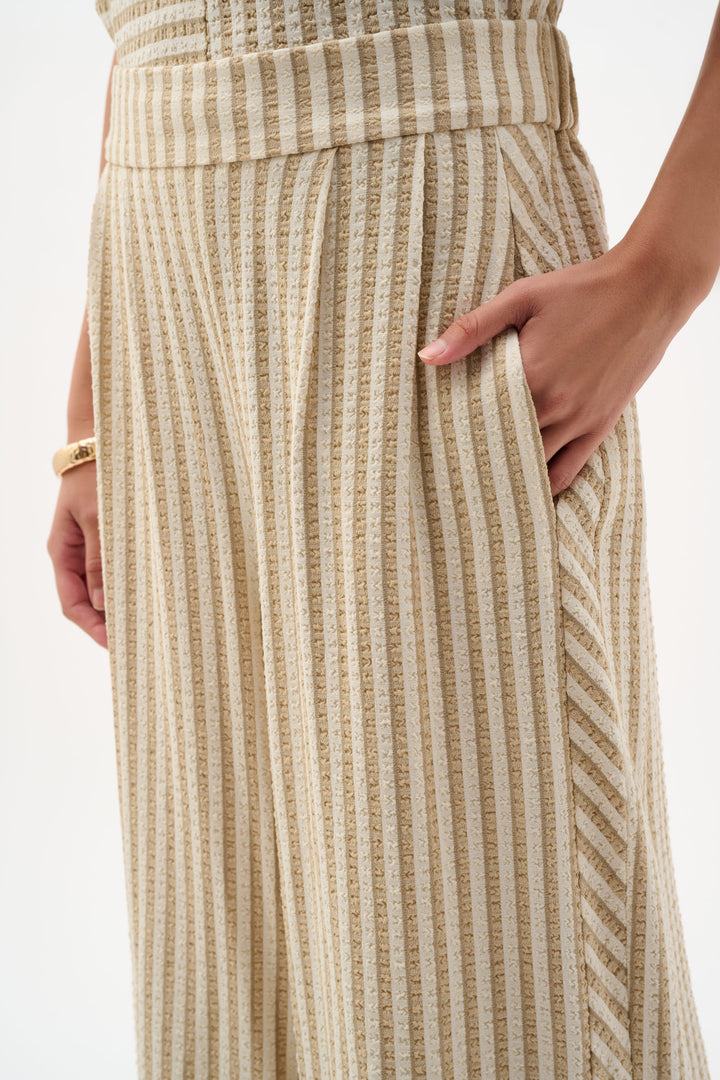Woven Stripe Wide Leg Pull-On Pants 262098