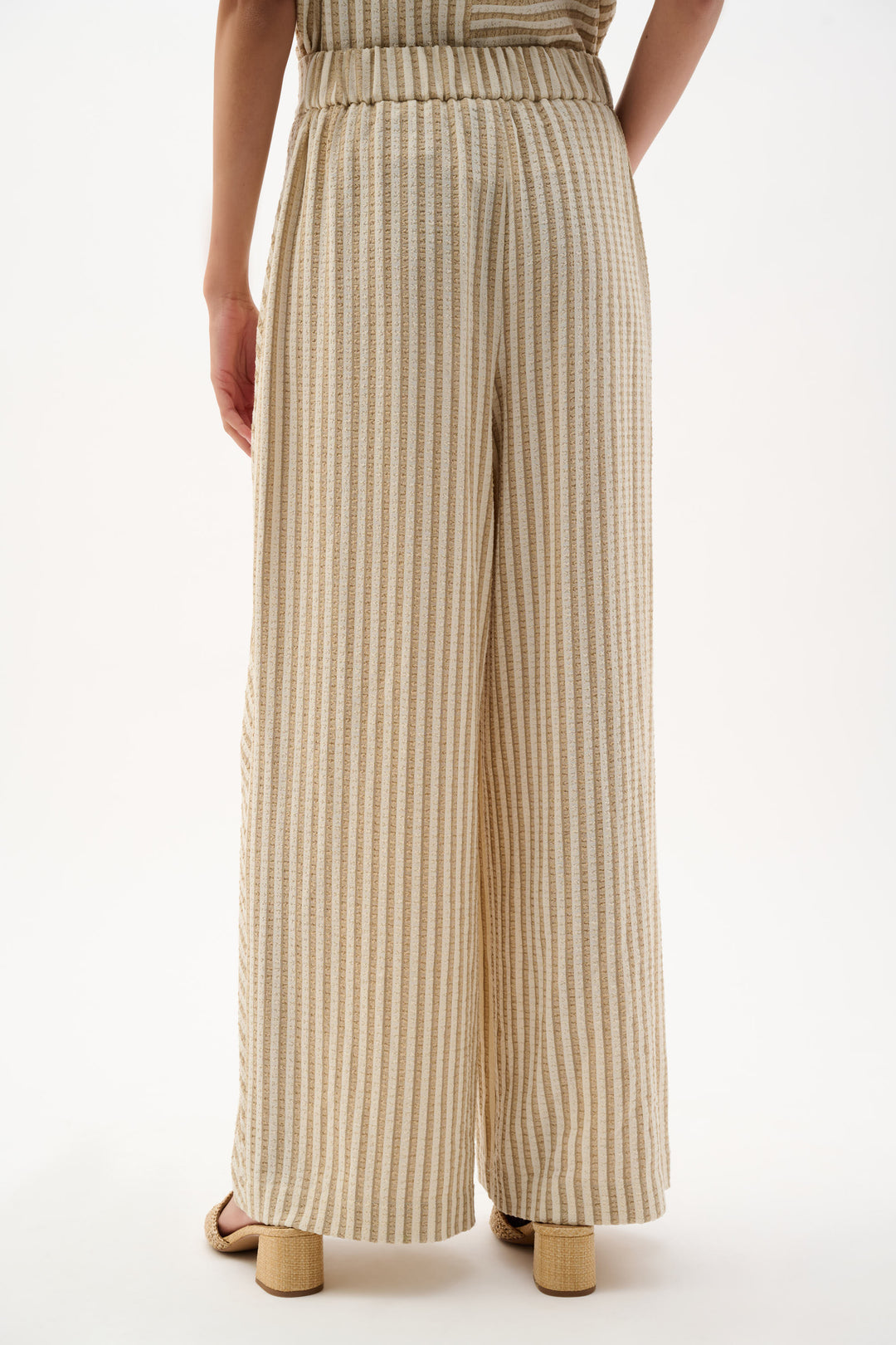 Woven Stripe Wide Leg Pull-On Pants 262098