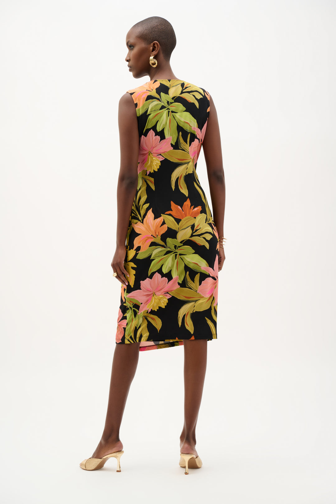 Silky Knit Tropical Print Wrap Dress 262108