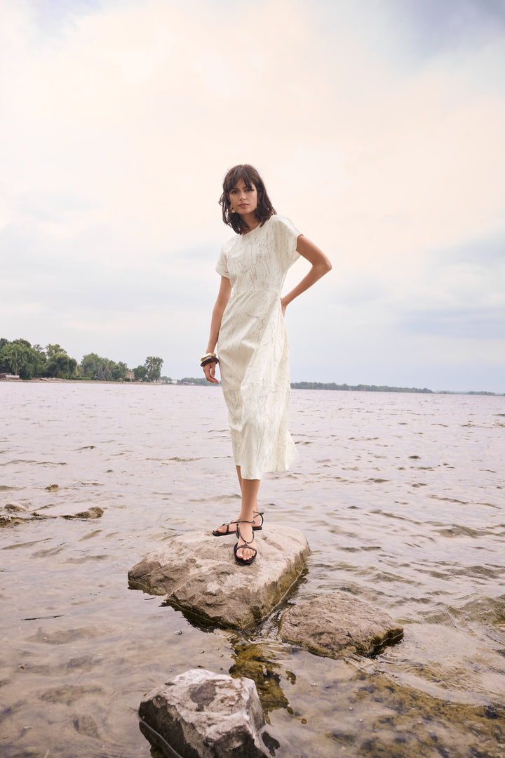 Novelty Abstract Print Cocoon Dress 262116