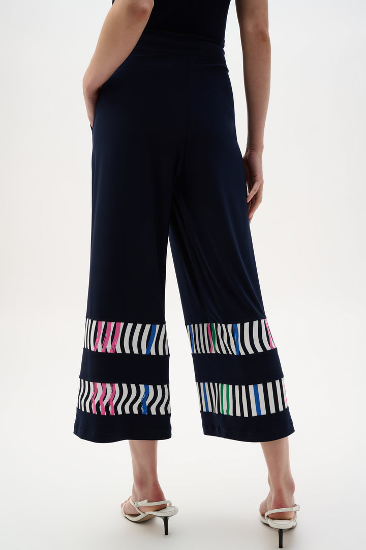 Silky Knit And Woven Stripe Print Culotte Pants 262123