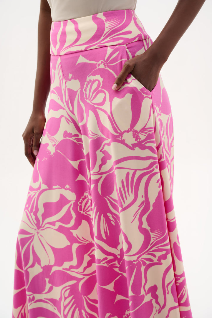 Silky Knit Floral Print Culotte Pants 262125