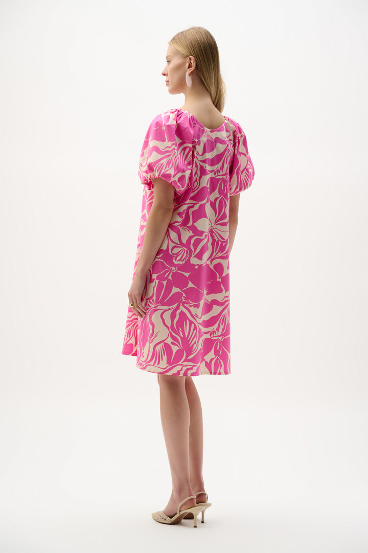 Stretch Cotton Floral Print Trapeze Dress 262127