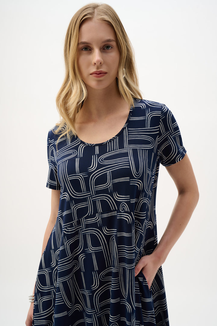 Silky Knit Geometric Print Cocoon Dress 262135